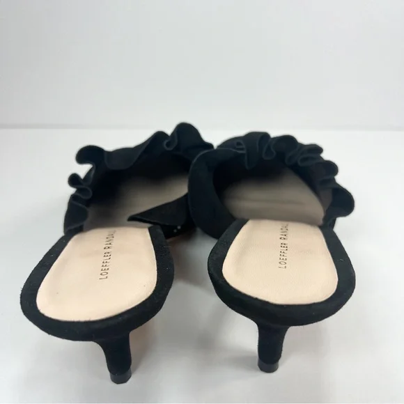 Loeffler Randall Berkley Black Suede Sequin Mule Kitten Heel Pointed Toe size 10
